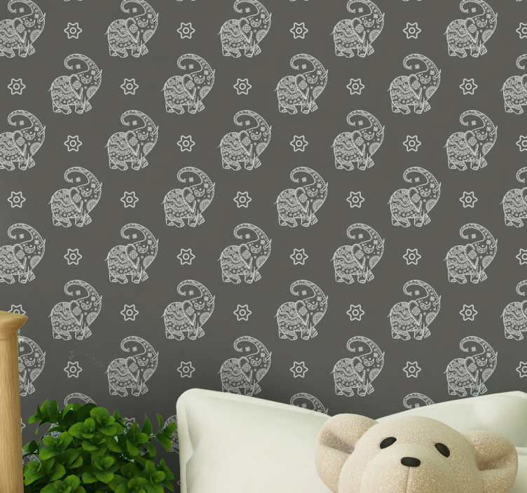 Elephant Motif elephants wallpaper - TenStickers