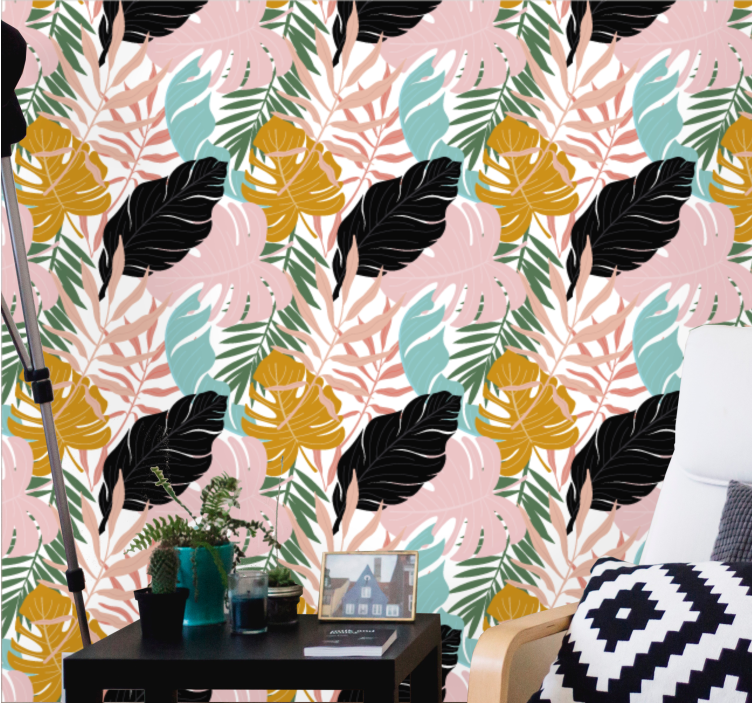 Exotic foliage assortment leaf wallpaper - TenStickers