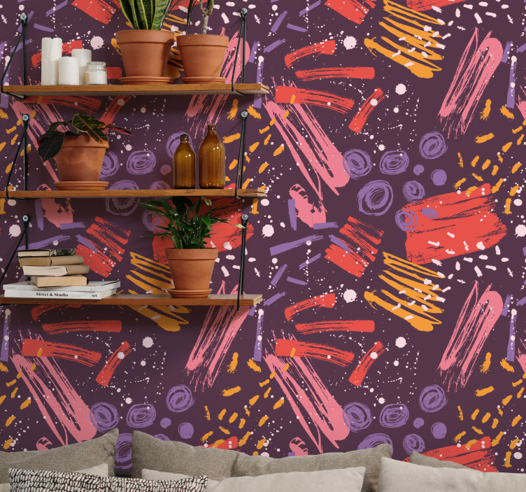 Expressive Brushstrokes wallpaper abstract - TenStickers