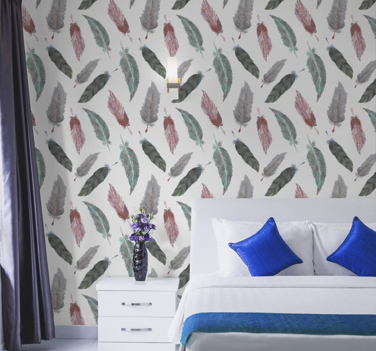 Feather Motif leaf wallpaper - TenStickers