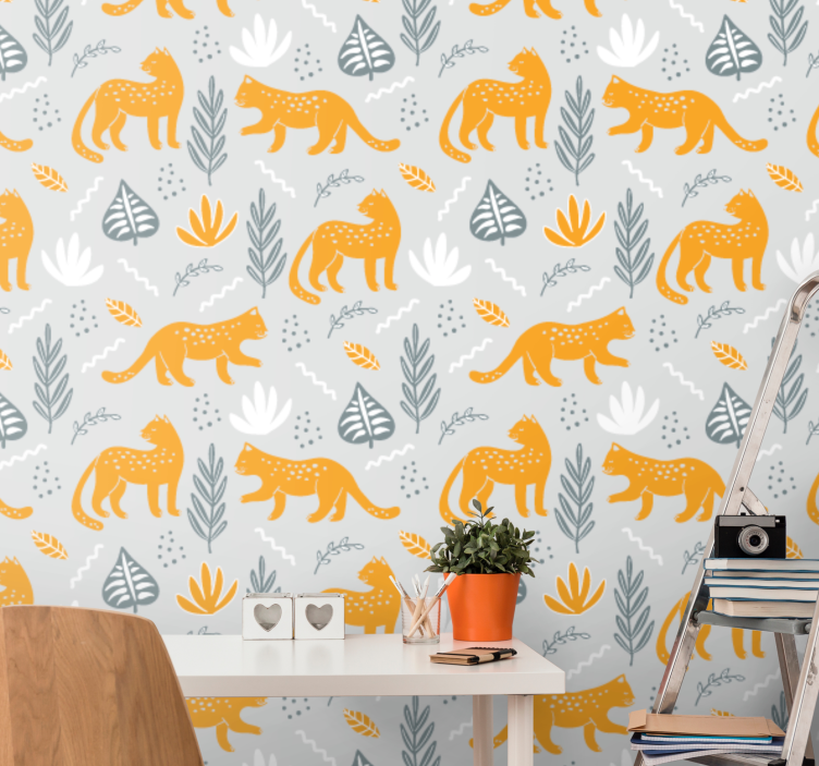 Feline Motif Decor cat wallpaper - TenStickers