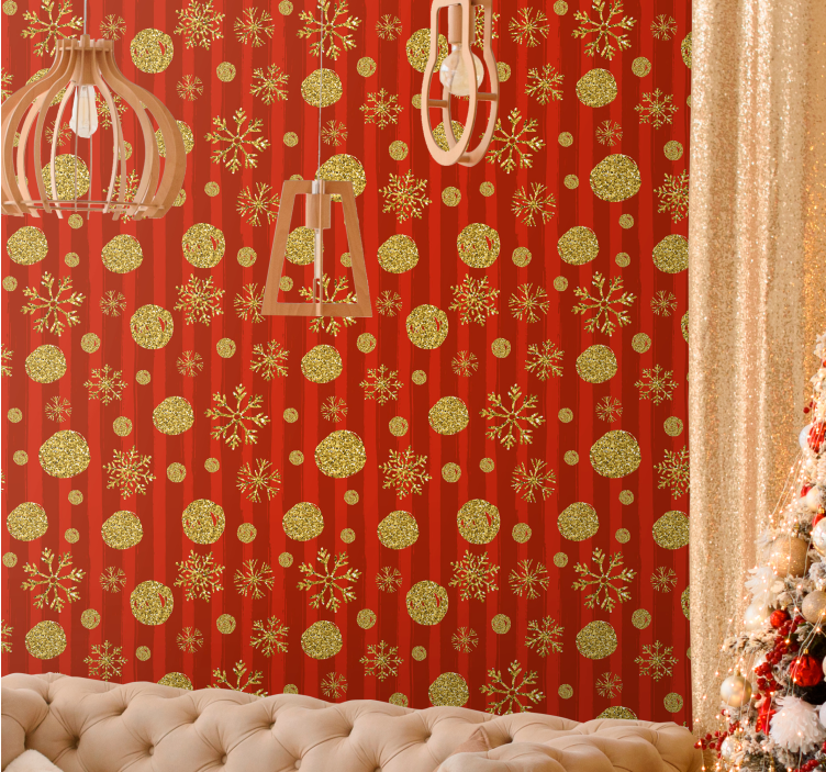 Festive Glitter Ornaments christmas wallpaper - TenStickers