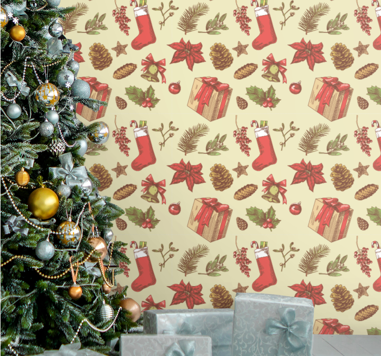 Festive Yuletide Design christmas wallpaper - TenStickers