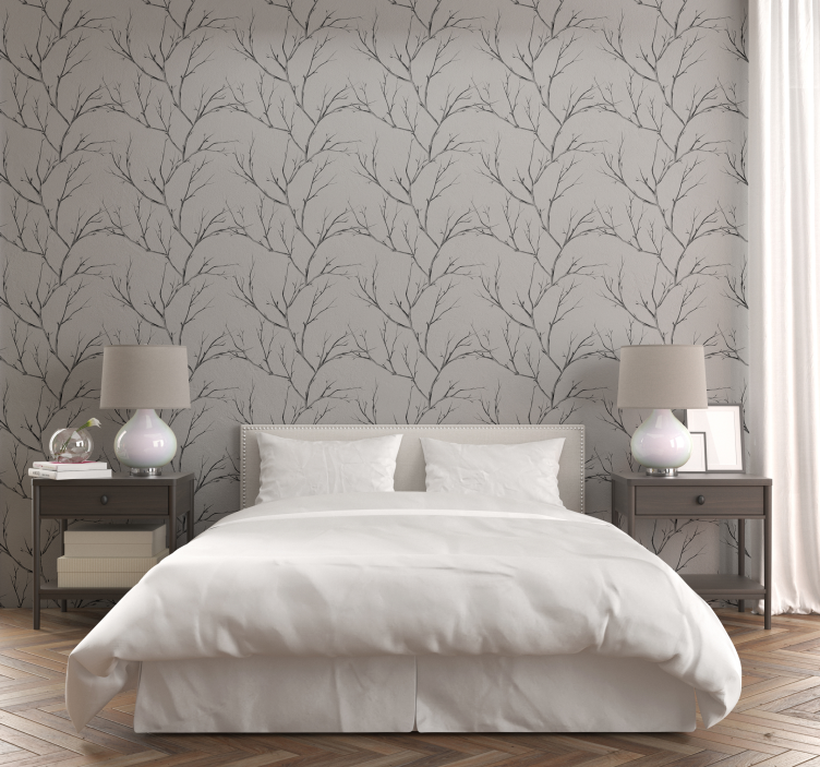 Fine grey trees Headboard wallpaper - TenStickers