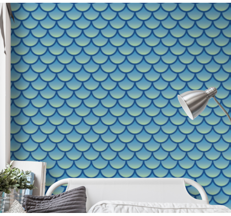 Fish Scale Pattern geometric wallpaper - TenStickers