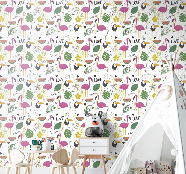 Flamingo Dreams kids wallpaper - TenStickers