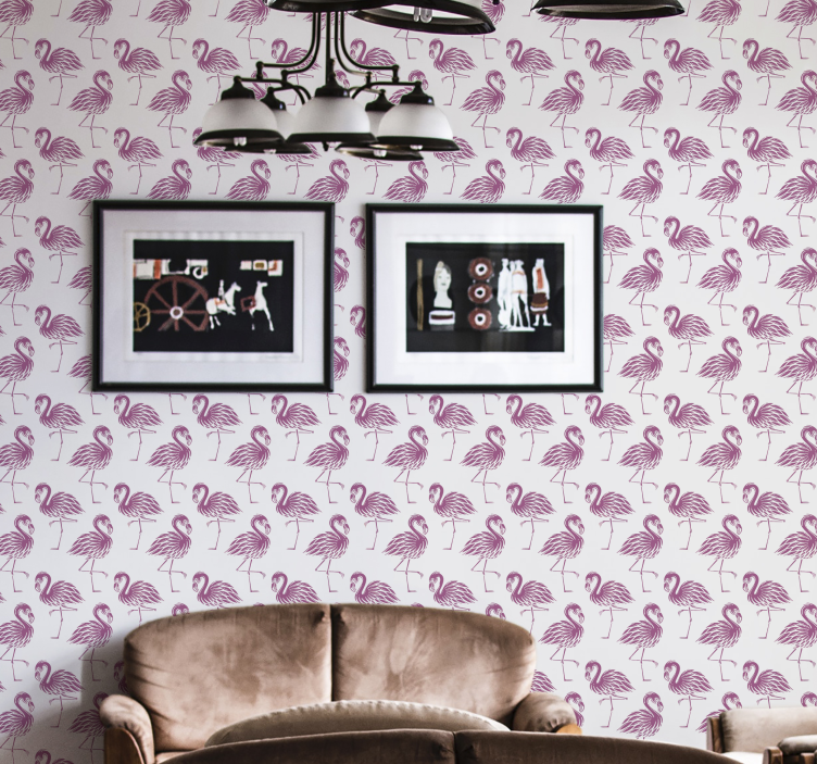 Flamingo Motif animal wallpaper - TenStickers