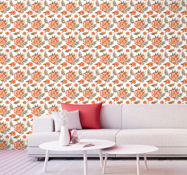 Floral Arrangement Motif flower wallpaper - TenStickers