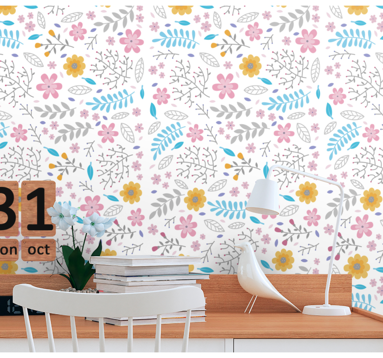 Floral Botanical Burst flower wallpaper - TenStickers