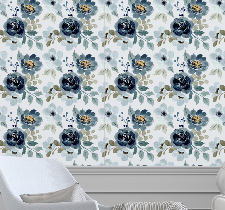 Floral Bouquet Motif flower wallpaper - TenStickers