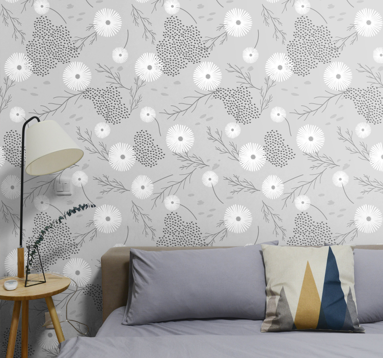 Floral Dandelion Pattern flower ornament wallpaper - TenStickers