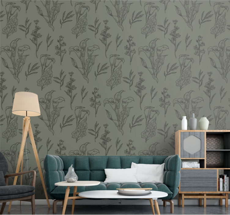 Floral Elements flower wallpaper - TenStickers