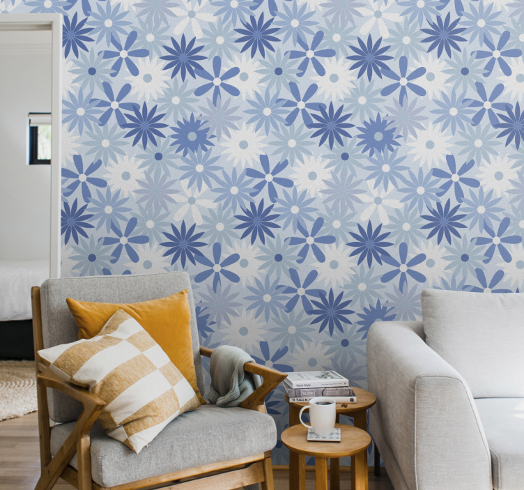 Floral Geometric Fusion flower ornament wallpaper - TenStickers