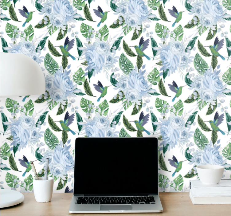 Floral Hummingbird Design flower wallpaper - TenStickers