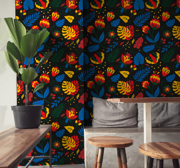 Floral Leaf Pattern ornamental wallpaper - TenStickers