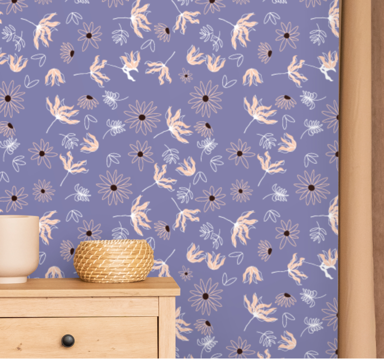 Floral Leafy Pattern flower wallpaper - TenStickers