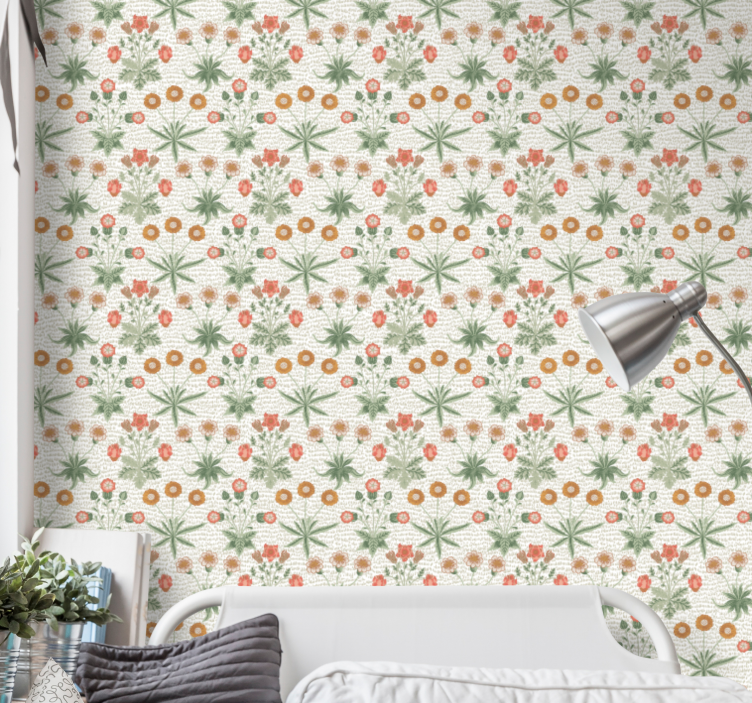 Floral Motif Repeat flower wallpaper - TenStickers