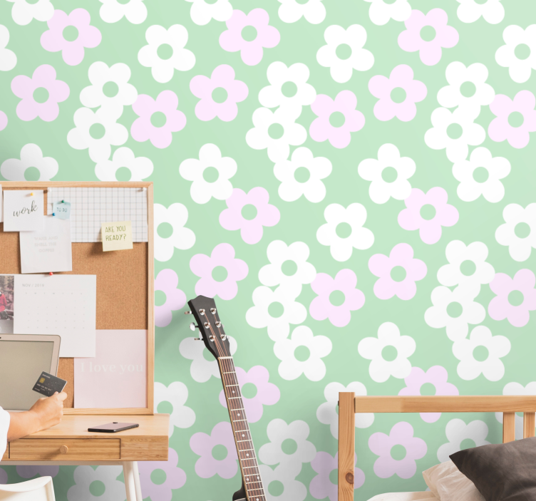 Floral Pattern Accent flower wallpaper - TenStickers