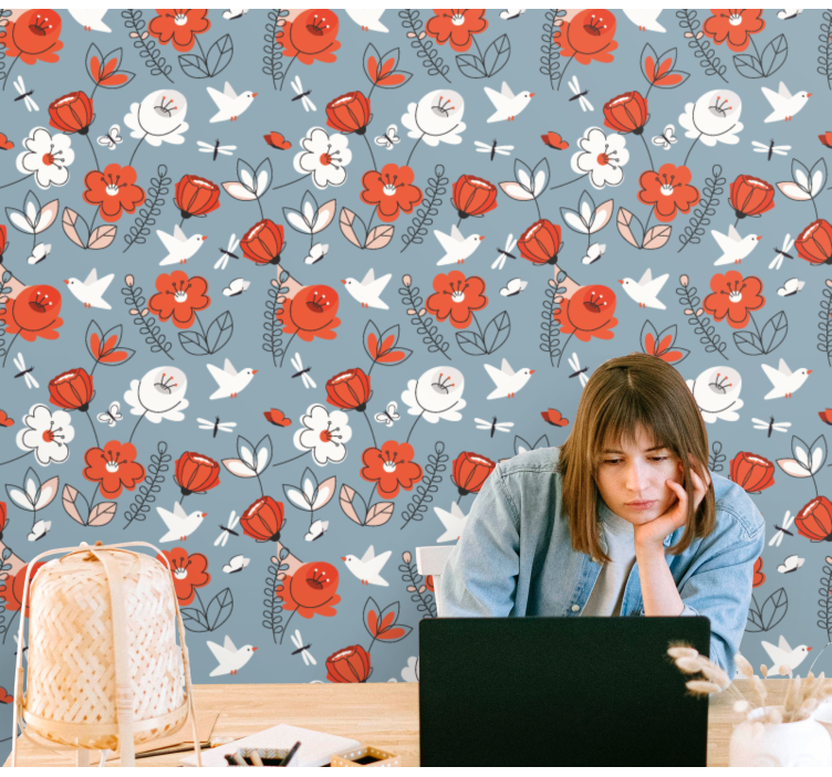 Floral Pattern Detail flower wallpaper - TenStickers