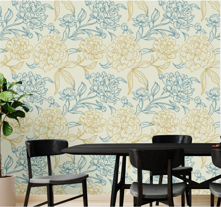 Floral Peony Pattern flower wallpaper - TenStickers