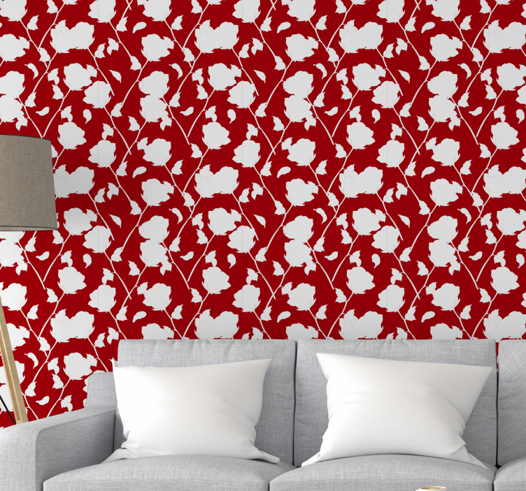 Floral Silhouette flower wallpaper - TenStickers