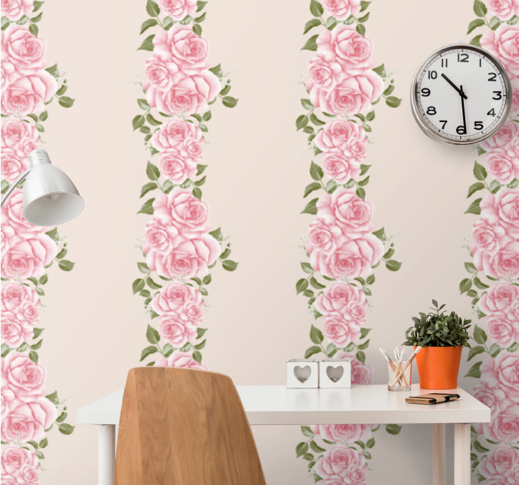 Floral Stripe Accent flower wallpaper - TenStickers
