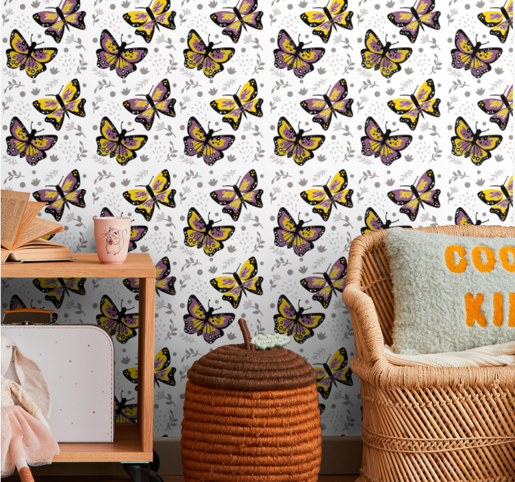Fluttering wing design butterfly wallpaper - TenStickers