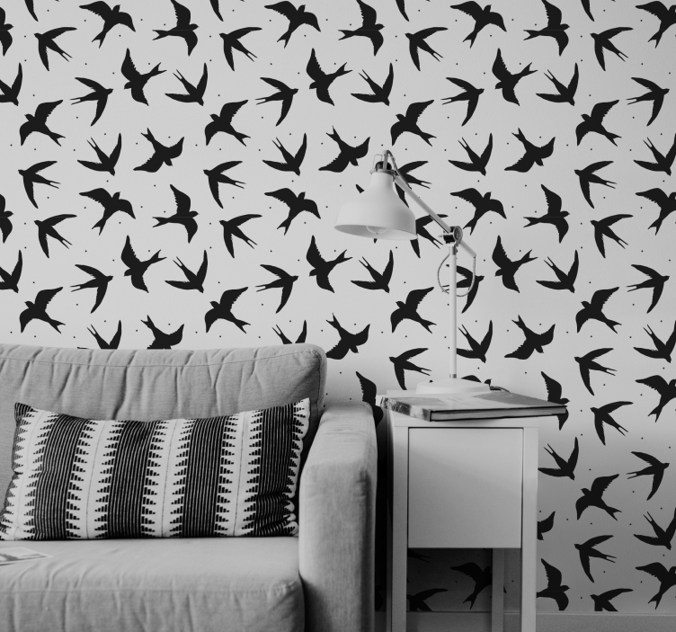Flying Swallows Pattern birds wallpaper - TenStickers