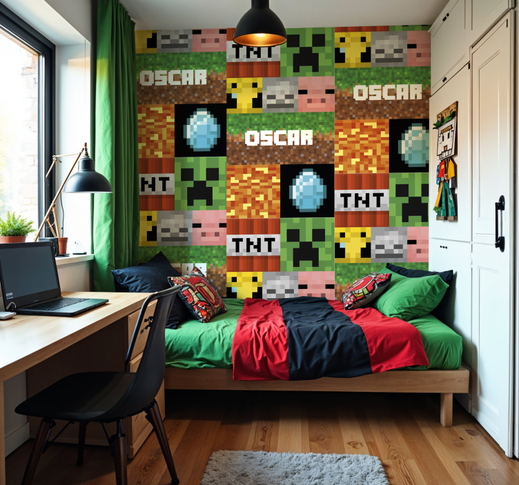 Gaming geometric pattern teenagers wallpaper - TenStickers
