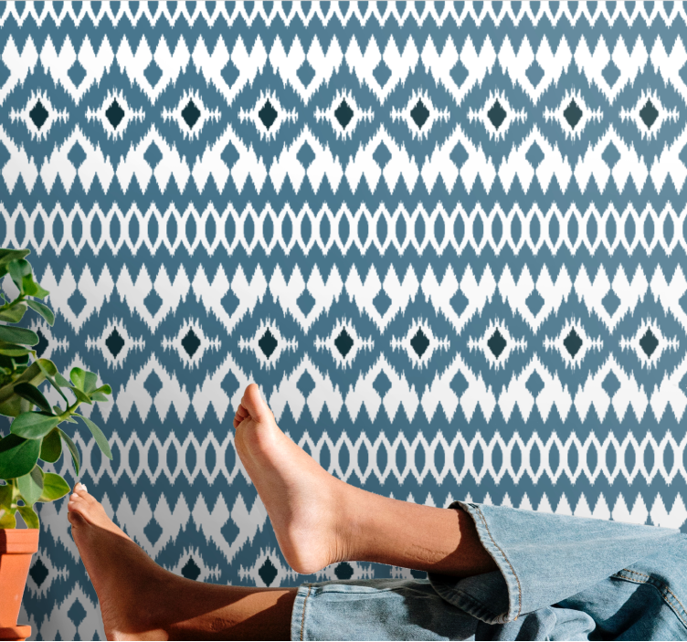 Indigo tribal Pattern ornamental wallpaper - TenStickers