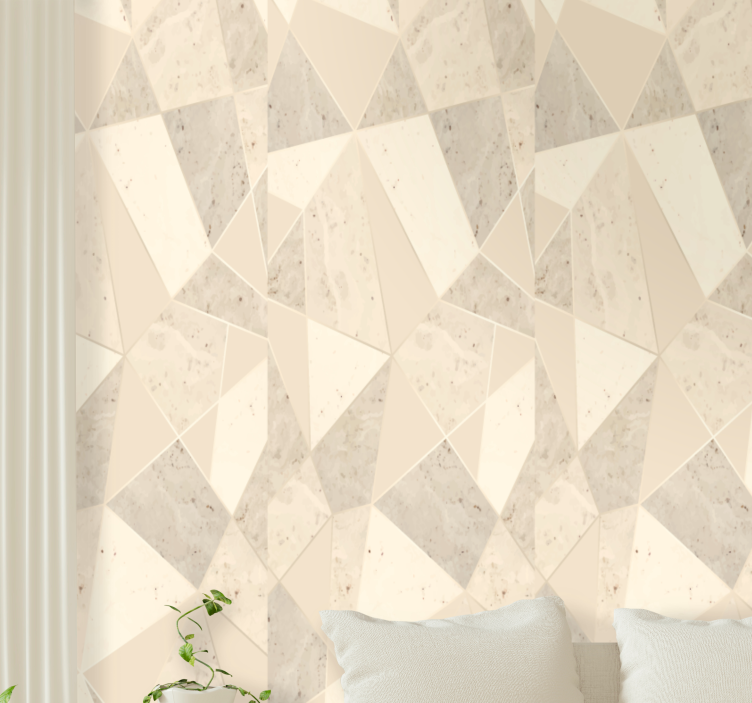Geometric beige motif marble wallpaper - TenStickers