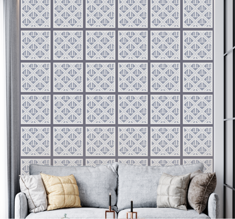 Geometric Block Layout textured wallpaper - TenStickers