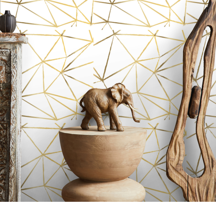 Geometric golden lines entrance wallpaper - TenStickers