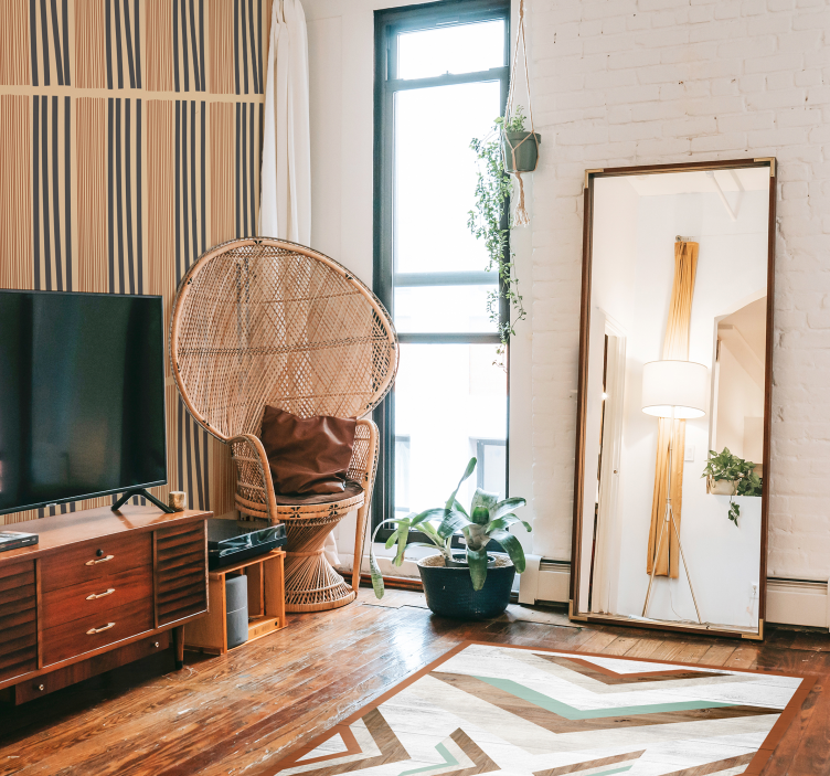 Boho stripes design living room wallpaper - TenStickers