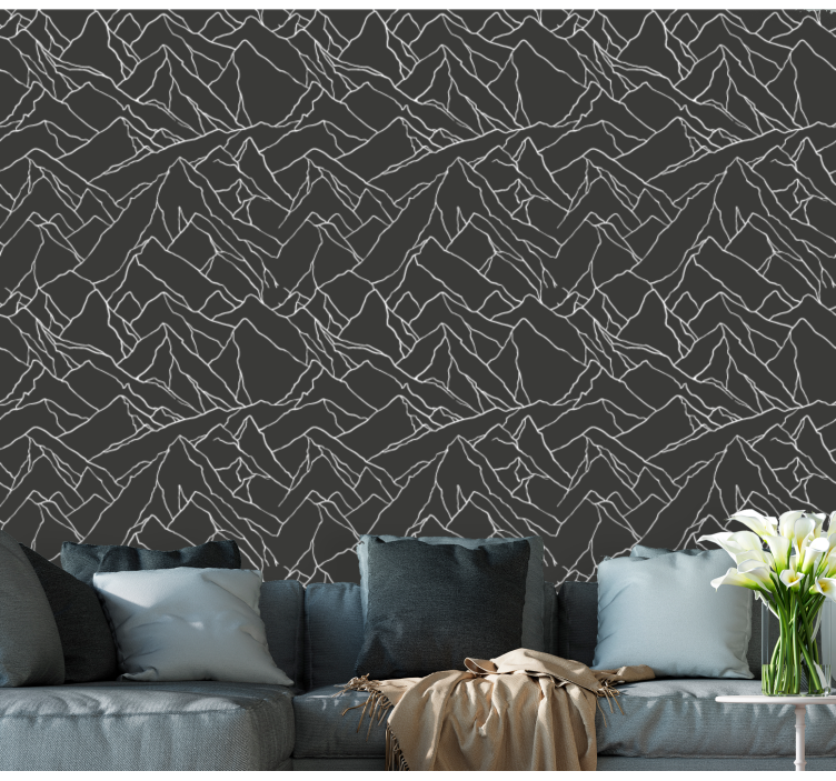 Geometric Mountains living room wallpaper - TenStickers