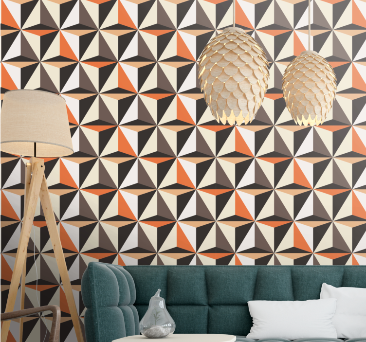 Geometric triangles arrangement living room wallpaper - TenStickers