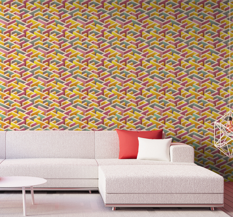 Geometric wallpaper with labyrinth - TenStickers