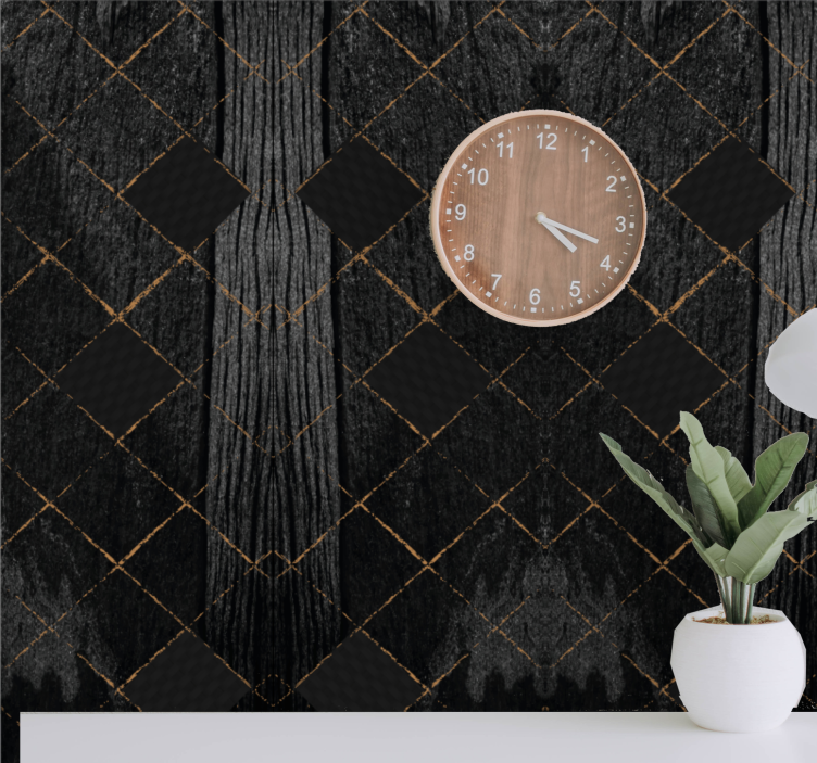 Black elegant pattern tile effect wallpaper - TenStickers