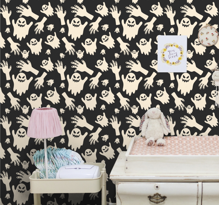 Ghostly Hand Patterns halloween wallpaper - TenStickers