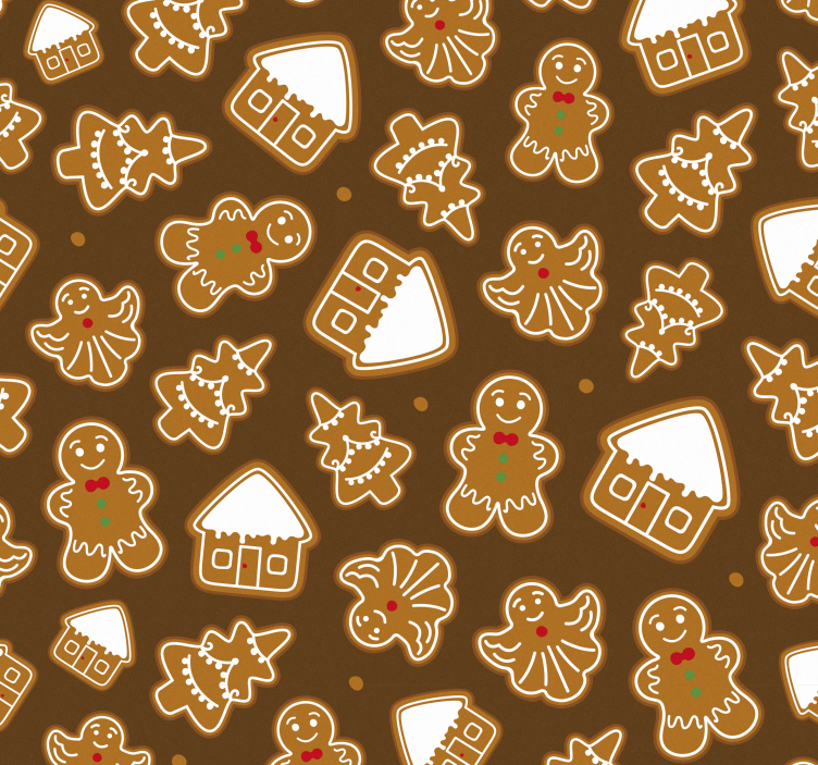 Gingerbread Patterns christmas wallpaper - TenStickers