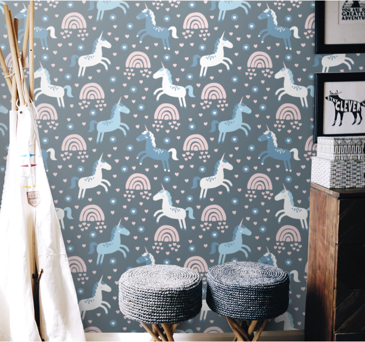 Giraffe Rainbows Motif animal wallpaper - TenStickers