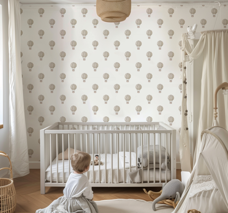 Gray balloons nursery wallpaper - TenStickers