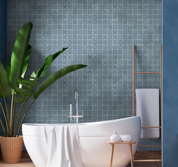 Greek Tiles Ornamental Wallpaper - TenStickers