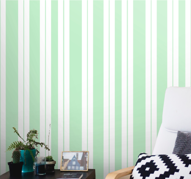 Green vertical stripes vertical wallpaper - TenStickers