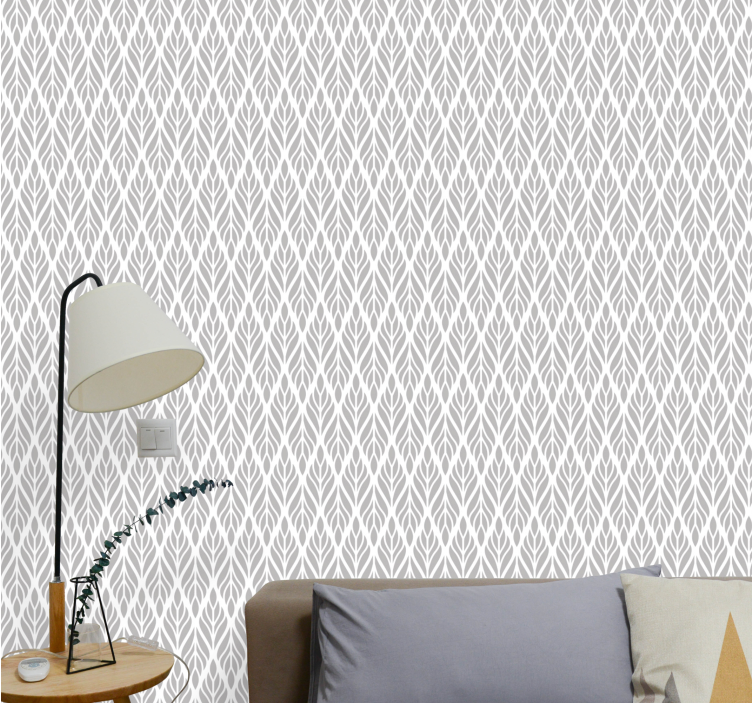 Grey modern arrangement leaf wallpaper - TenStickers