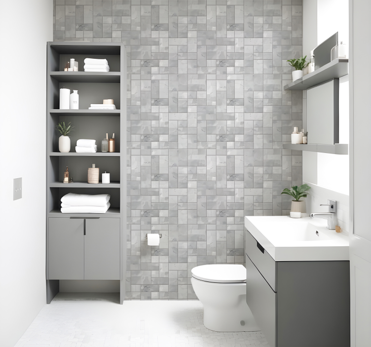 Grey tiles tile effect wallpaper - TenStickers