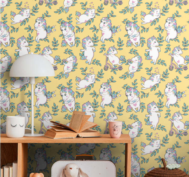 Unicorns playing more animal wallpaper - TenStickers