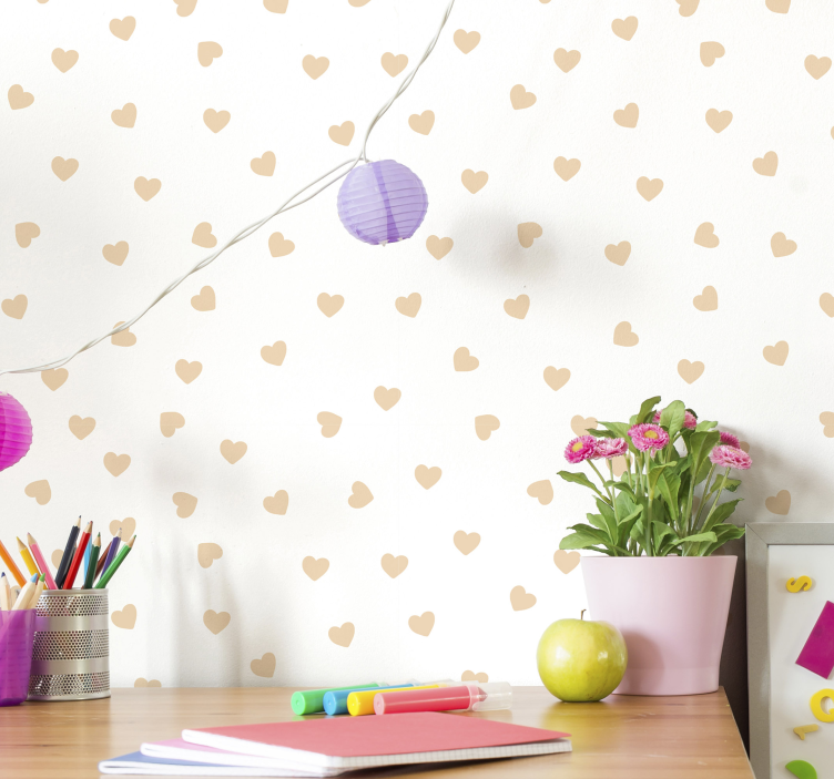Heart Patterned Simplicity polka dot wallpaper - TenStickers