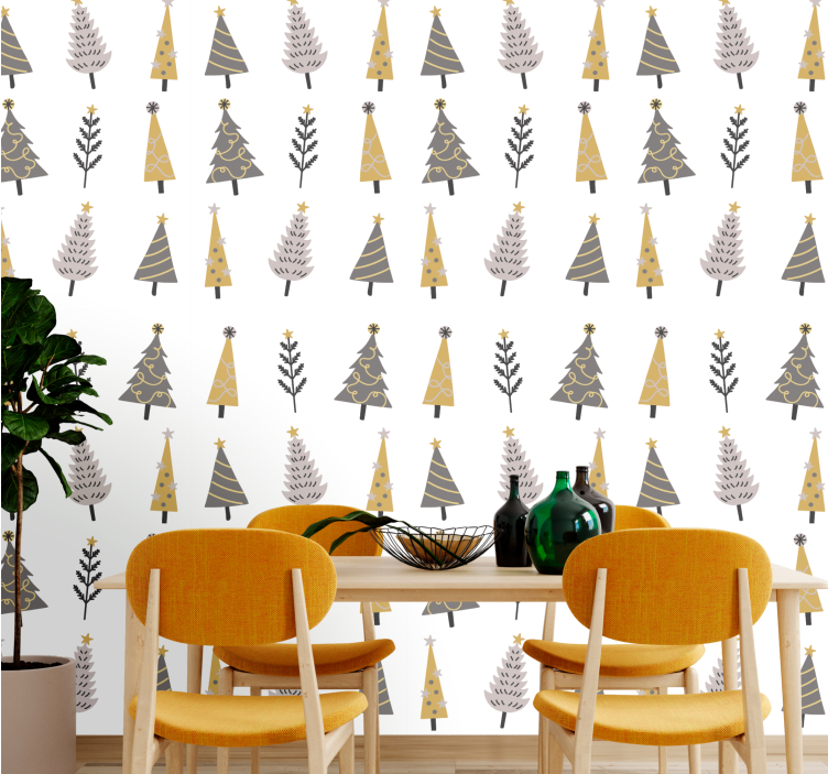 Holiday Tree Pattern christmas wallpaper - TenStickers