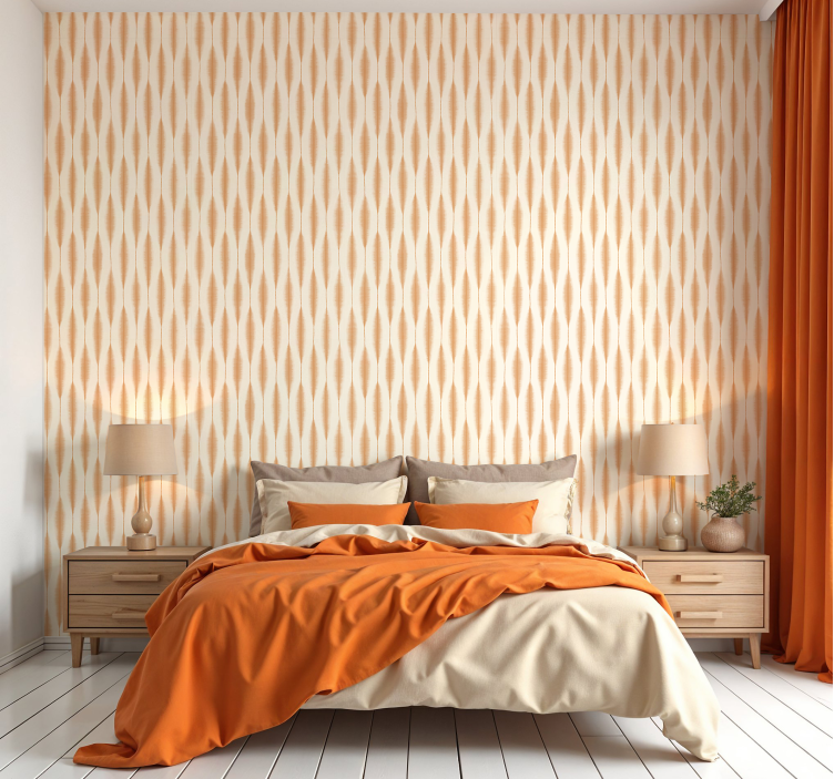 "Ikat Kasuri" orange shapes wallpaper - TenStickers